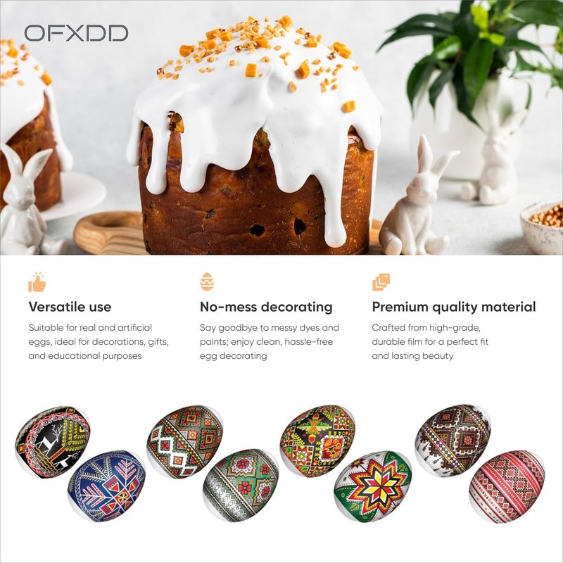 OFXDD 21 Pc Egg Wraps Easter Set - Traditional Easter Egg Shrink Wrappers - Ukrainian Easter Egg Decorating Kit - Othtodox Easter Egg Wrappers for Pysanka - Thermo Easter Egg Sleeves - Image 2